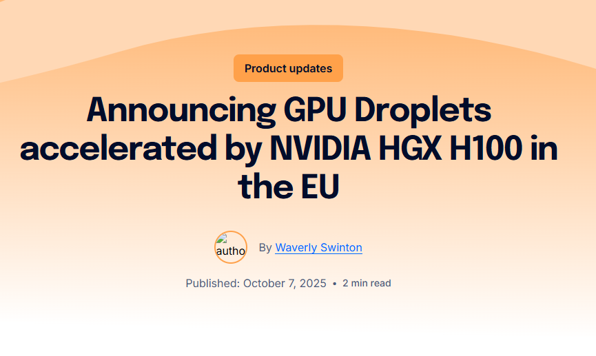 DigitalOcean GPU云主机（GPU Droplets）