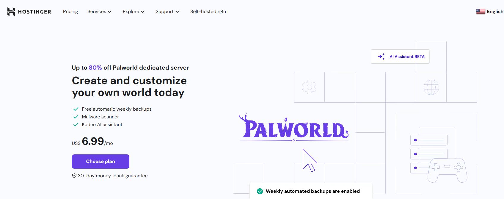 Hostinger幻兽帕鲁服务器