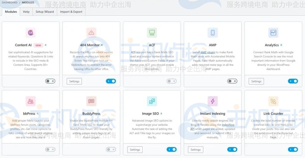 Rank Math Dashboard面板