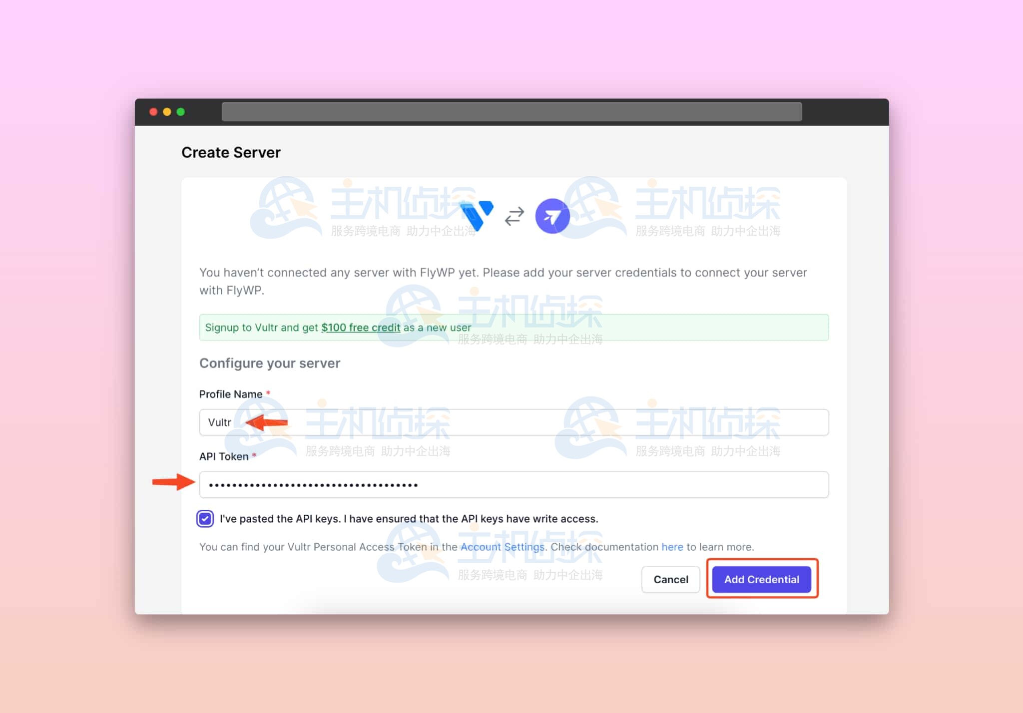 将Vultr与FlyWP集成