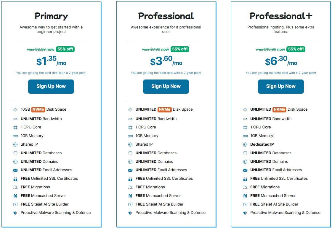 半专用主机高达70%折扣一次性优惠