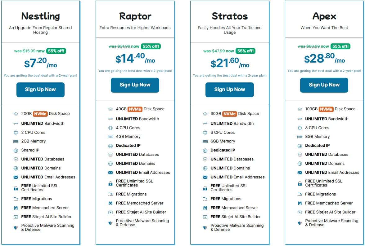 半专用主机高达55%折扣长期优惠
