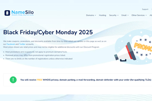 NameSilo2025黑五网一活动 域名享高达98%折扣 .com域名低至$10.80/年