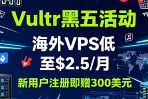 Vultr黑五促销 海外VPS低至$2.5/月 新用户注册即赠300美元