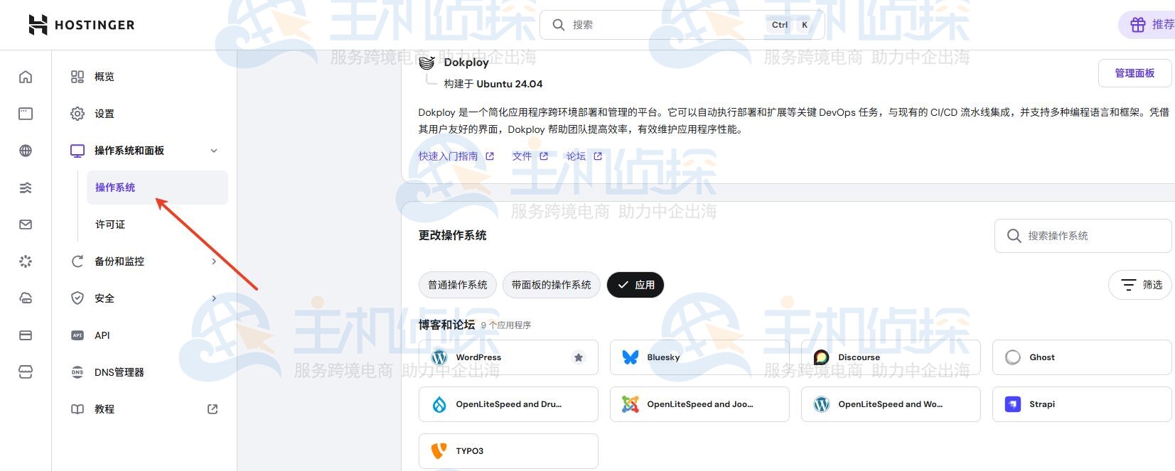 hPanel的VPS管理页