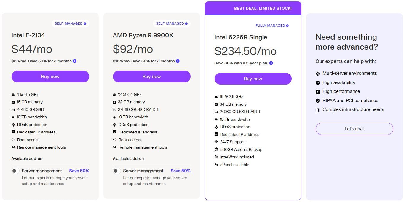 Liquid Web专用服务器
