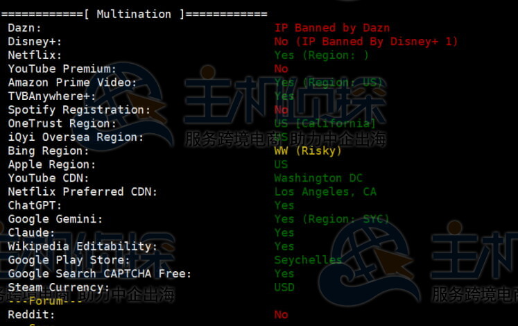 流媒体解锁测试