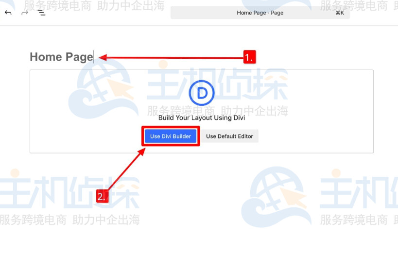 给页面命名点击使用Divi构建器