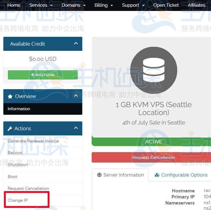 RackNerd海外VPS后台一键切换IPv4
