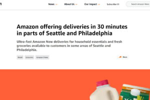 亚马逊推出30分钟极速送达服务