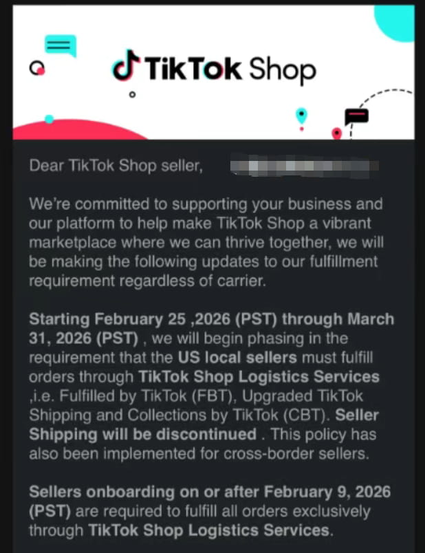 TikTok Shop自发货模式全面叫停