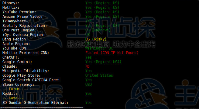 流媒体解锁测试