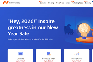 Namecheap2026年新年活动 域名高达98%折扣 主机/企业邮箱可享81%折扣
