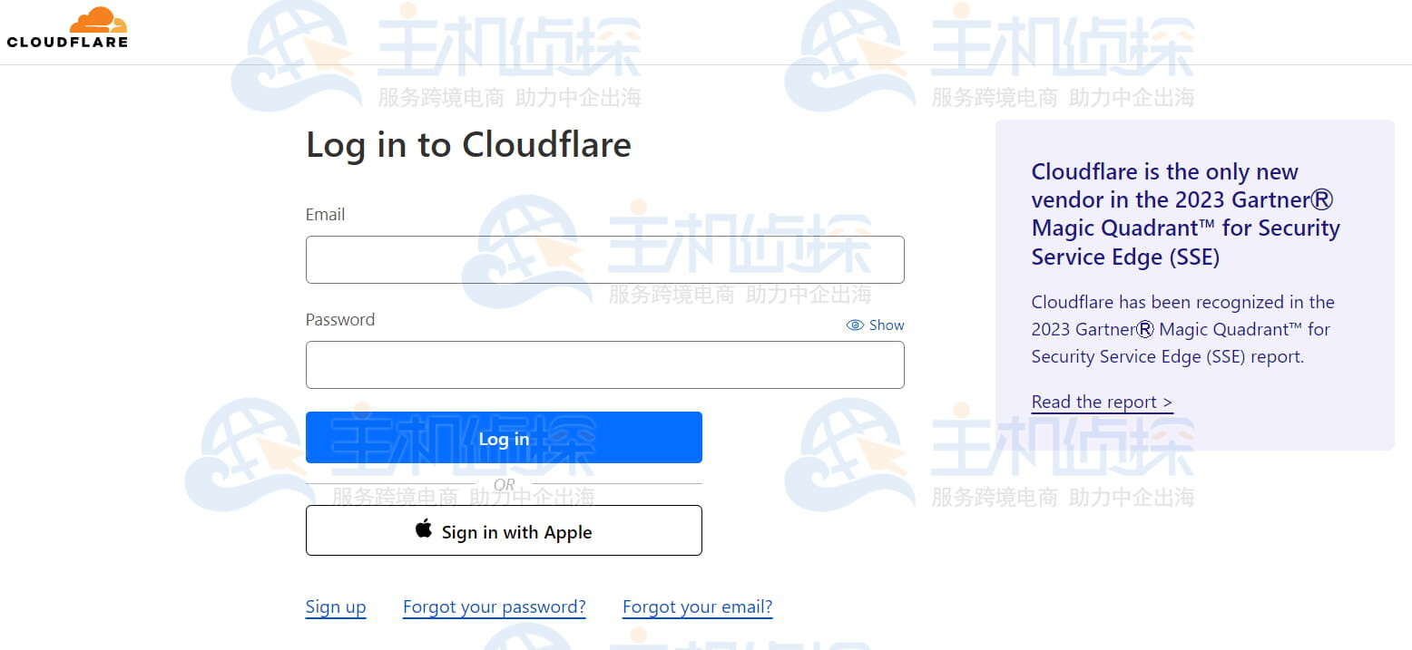 登录Cloudflare帐户