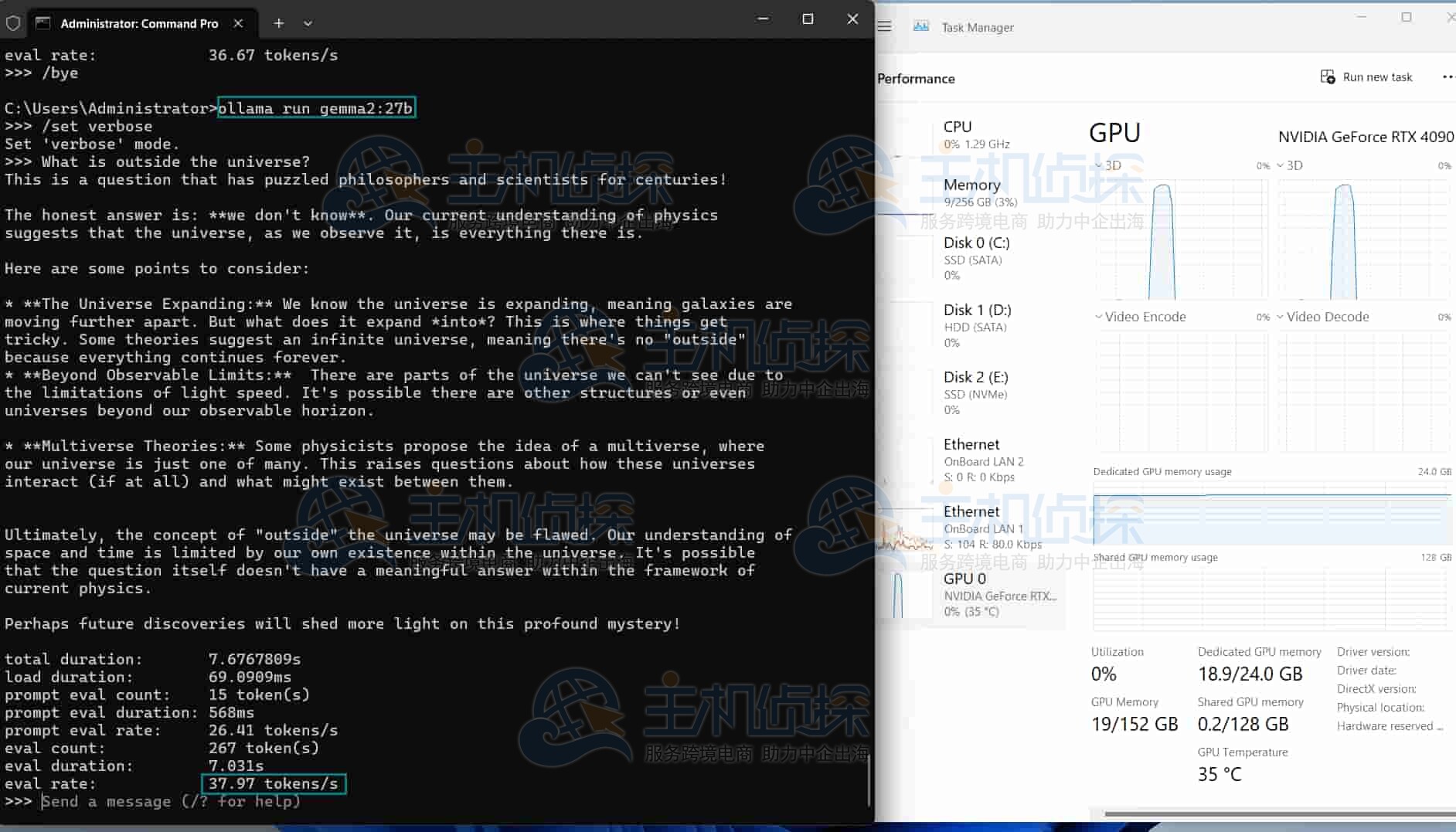 RTX4090 GPU服务器实时资源消耗数据