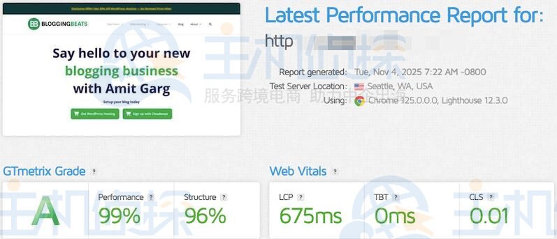 Cloudways速度测试结果
