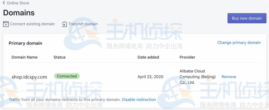 验证解析记录添加是否正确并使用子域名访问Shopify网站