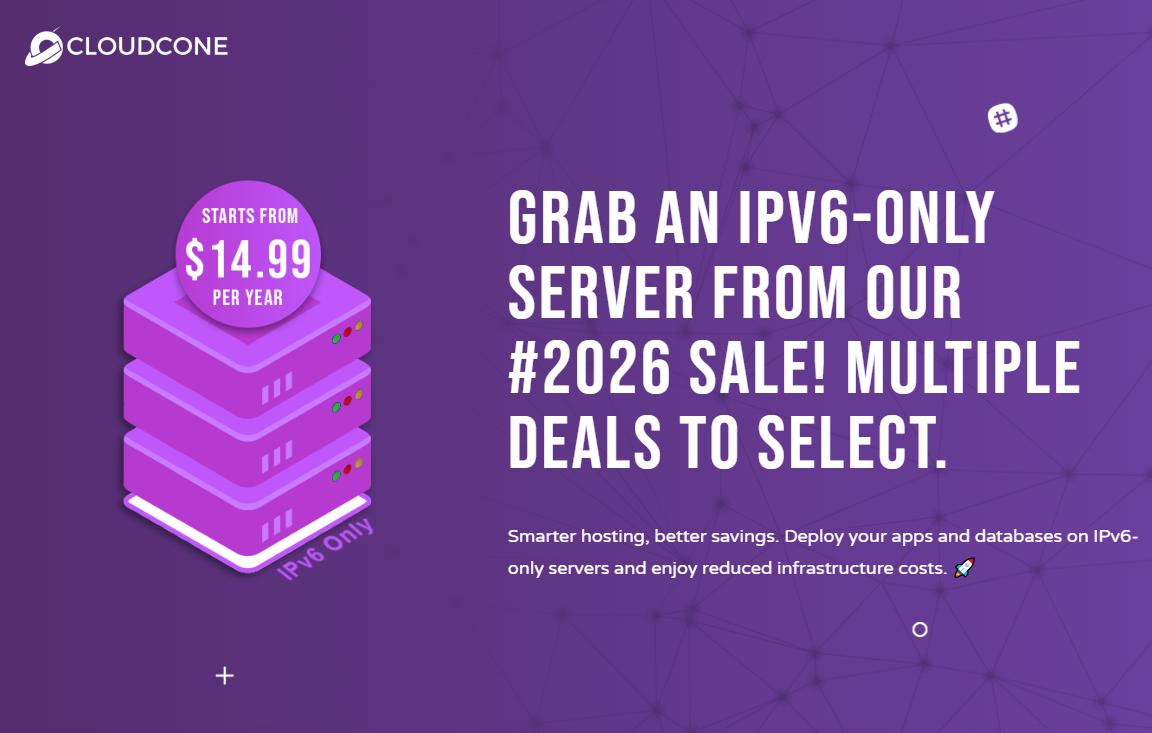CloudCone美国洛杉矶纯IPv6 KVM VPS特惠