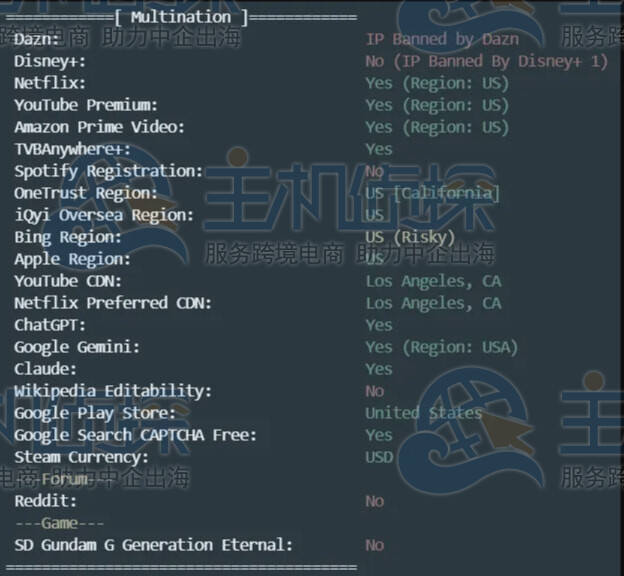 流媒体解锁测试