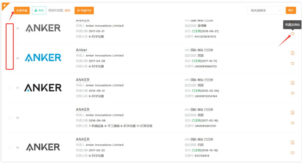 关注的商标