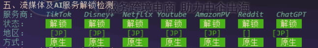 流媒体解锁测试