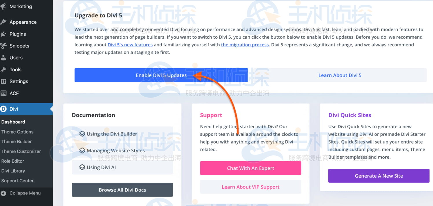 切换至Divi 5更新通道