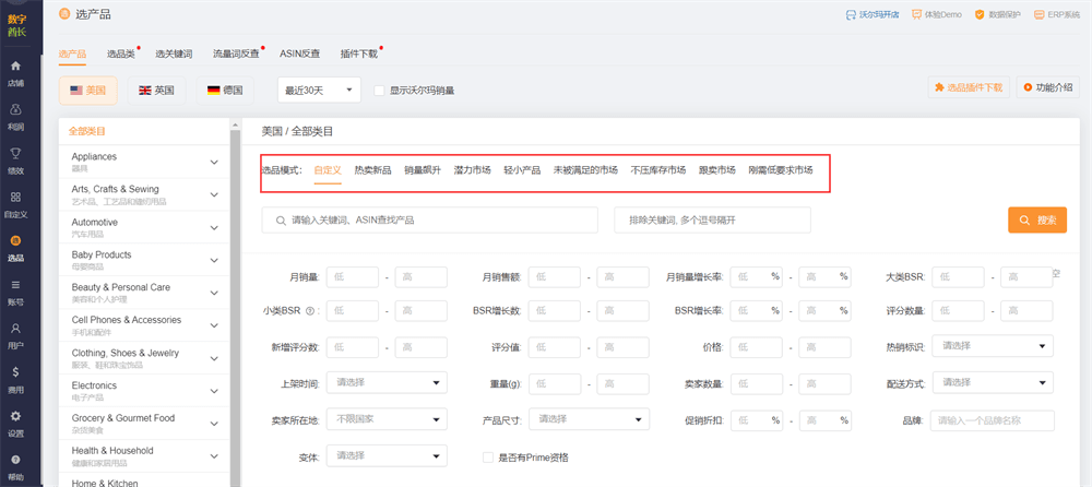 数字酋长按市场模式选产品