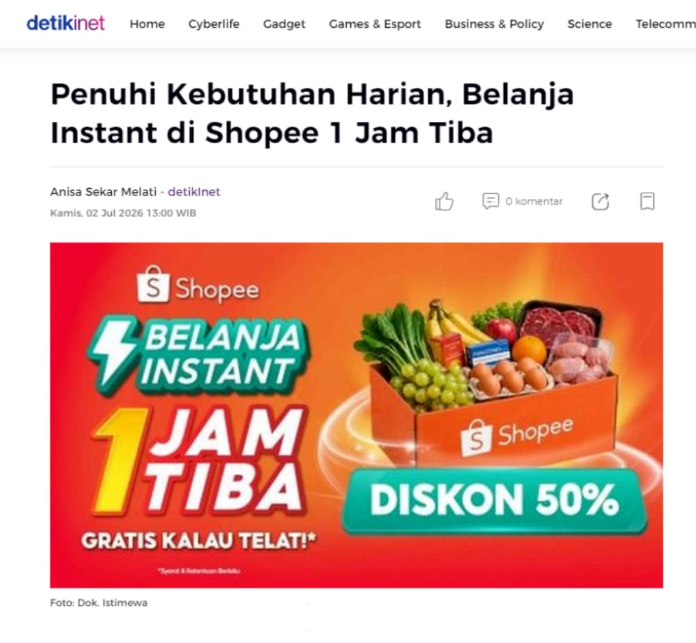 Shopee印尼推出“1小时极速达”服务