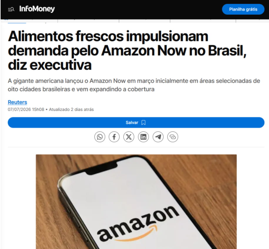 亚马逊Amazon Now巴西配送商品种类扩大15%