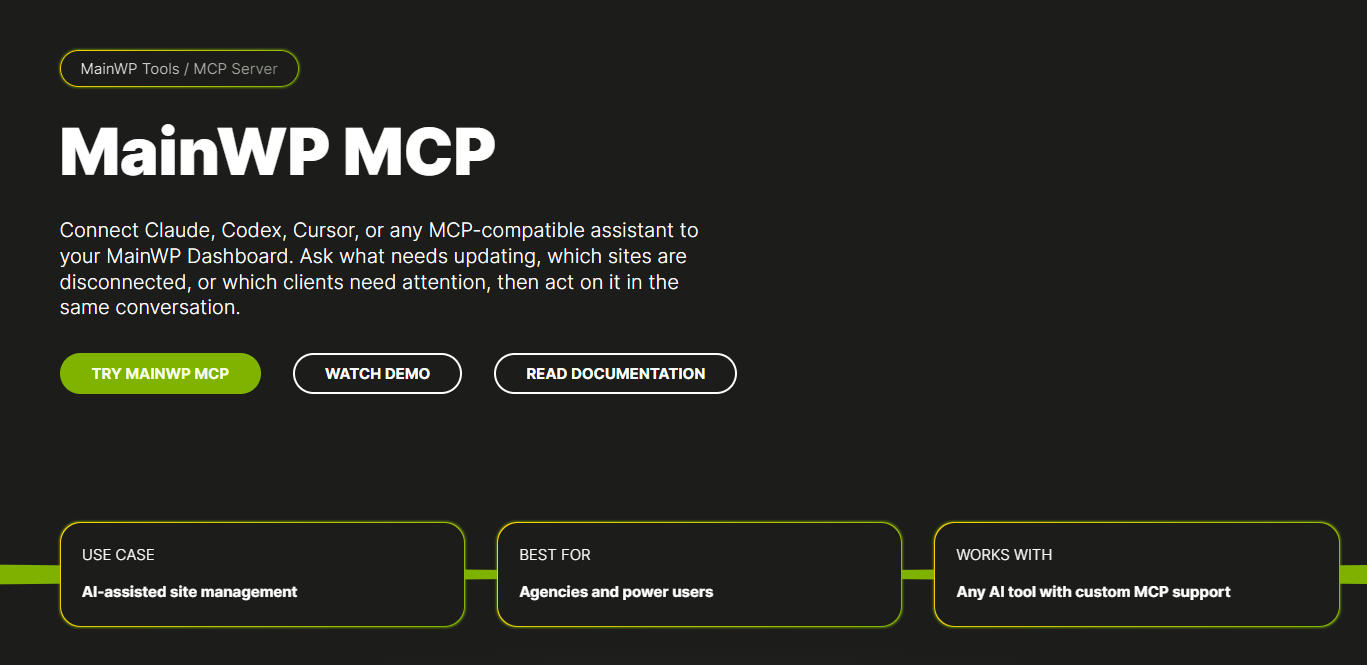MainWP推出MCP Server
