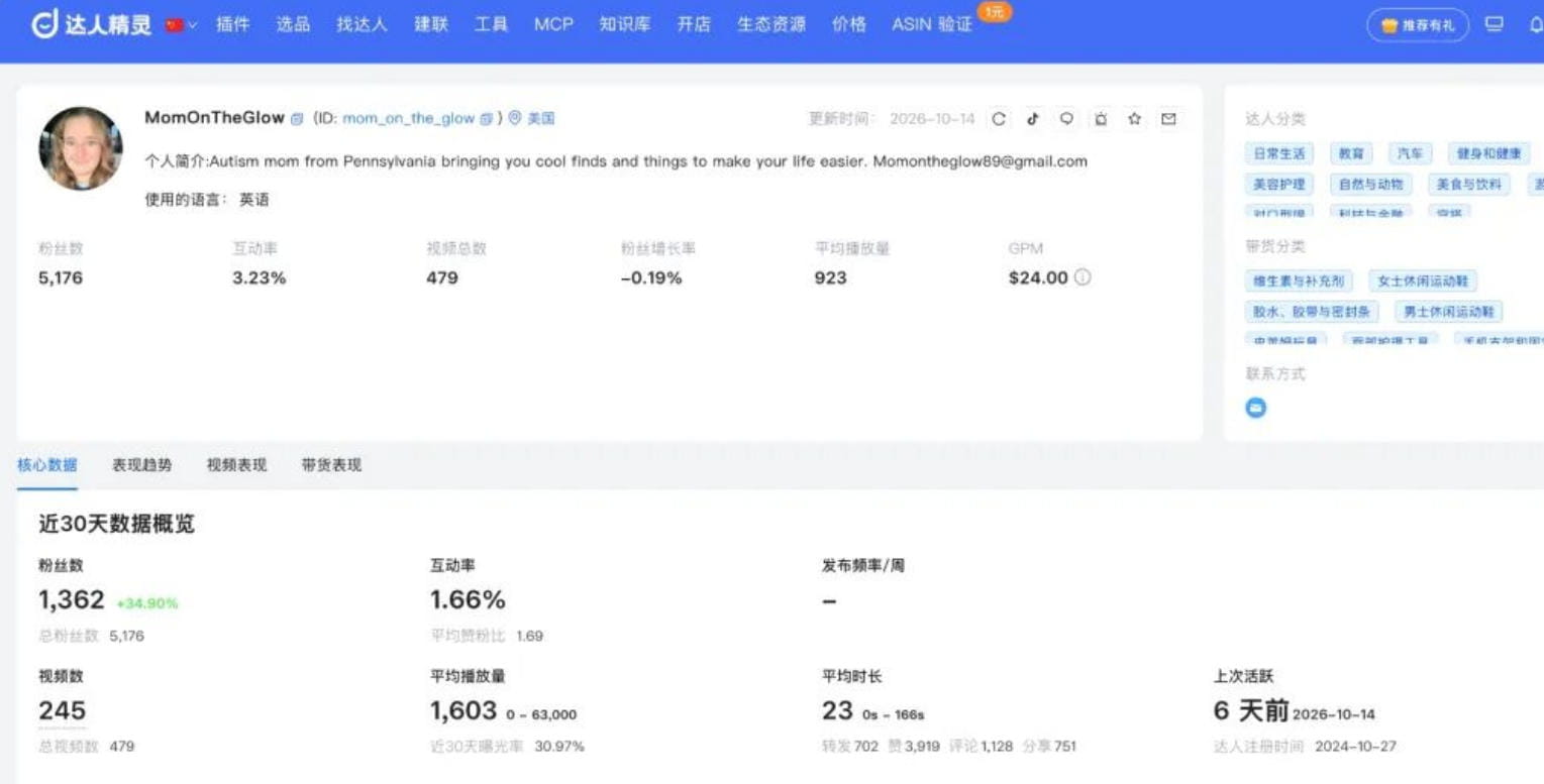 达人详情页及数据概览
